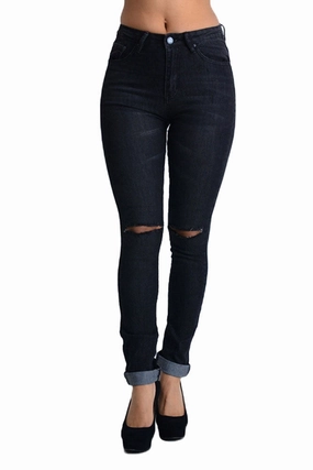 Smart Layering High Waisted Ripped Skinny Fit Jeans
