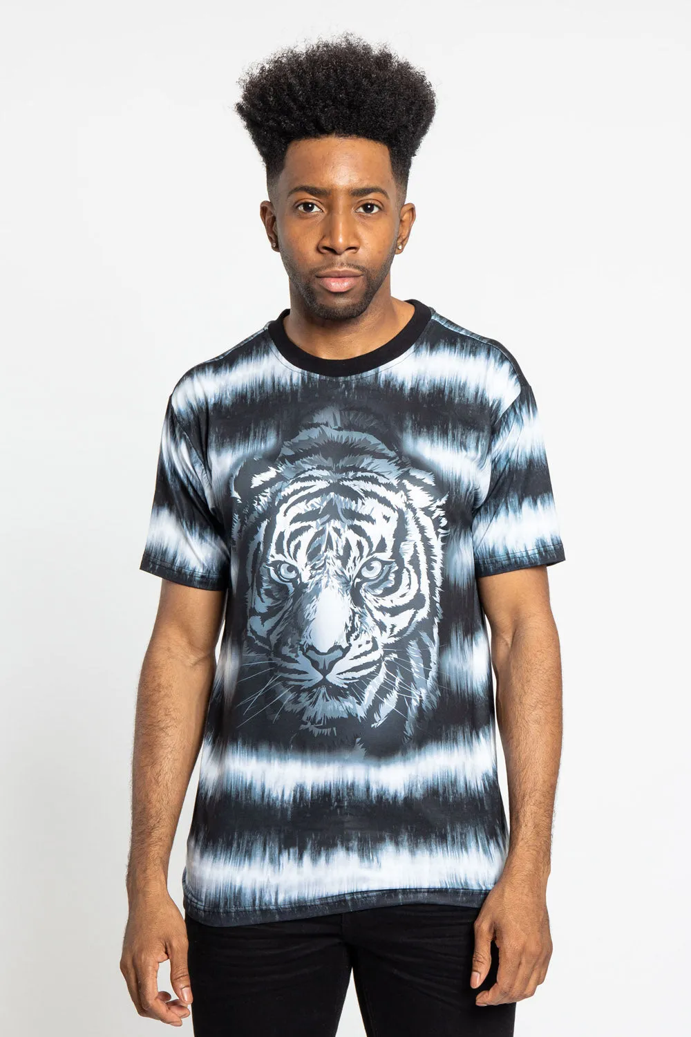 StretchComfort Warm Layer Horizontal Stripe Dyed Tiger T-Shirt