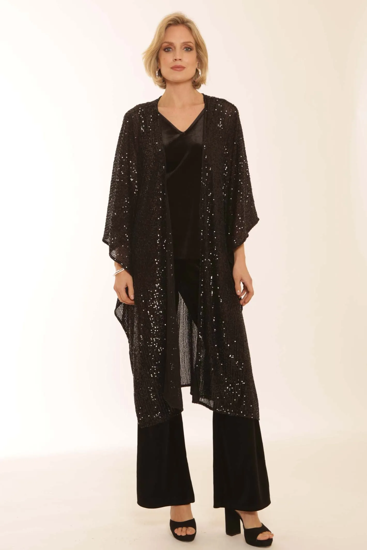 Pomodoro Clothing Sequin Kimono 62353 Flatlock Seams SlipResistant