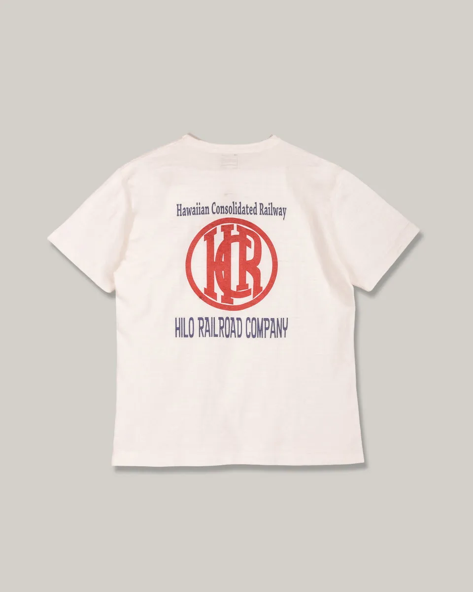 Longline Hemline Top Rated HILO RAILROAD LOGO TEE - OFF WHITE