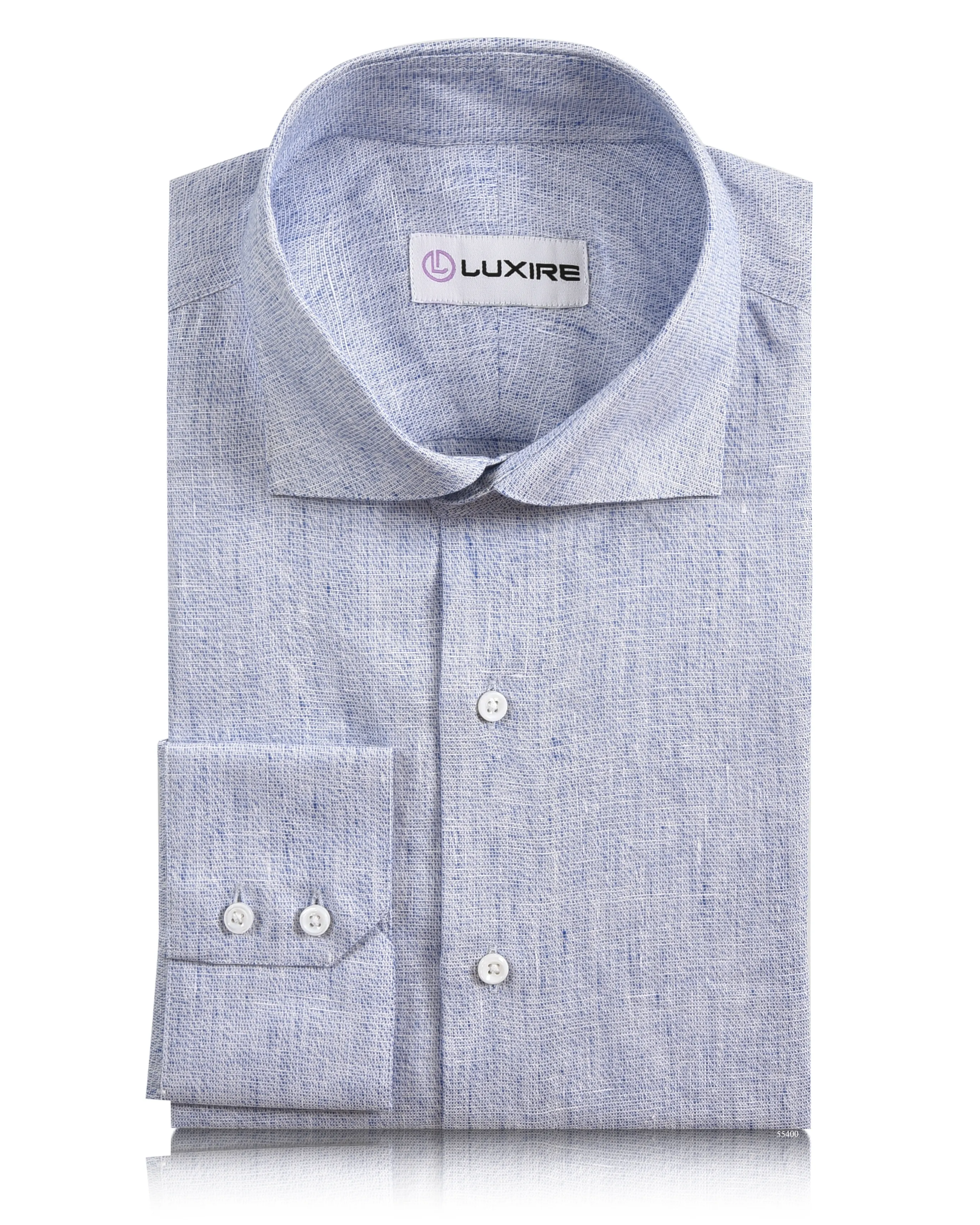 Linen: Lustrous Blue White Chambray Shirt Contemporary Style