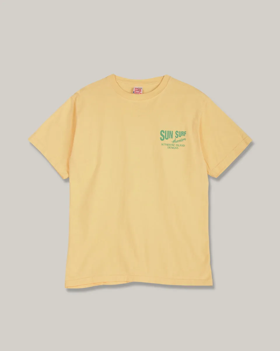 SUN SURF SURF RIDER'S SPORTSWEAR T-SHIRT - YELLOW Textured Surface