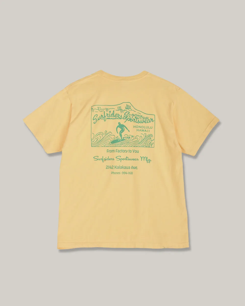 SUN SURF SURF RIDER'S SPORTSWEAR T-SHIRT - YELLOW Smooth Finish Weekend Wear