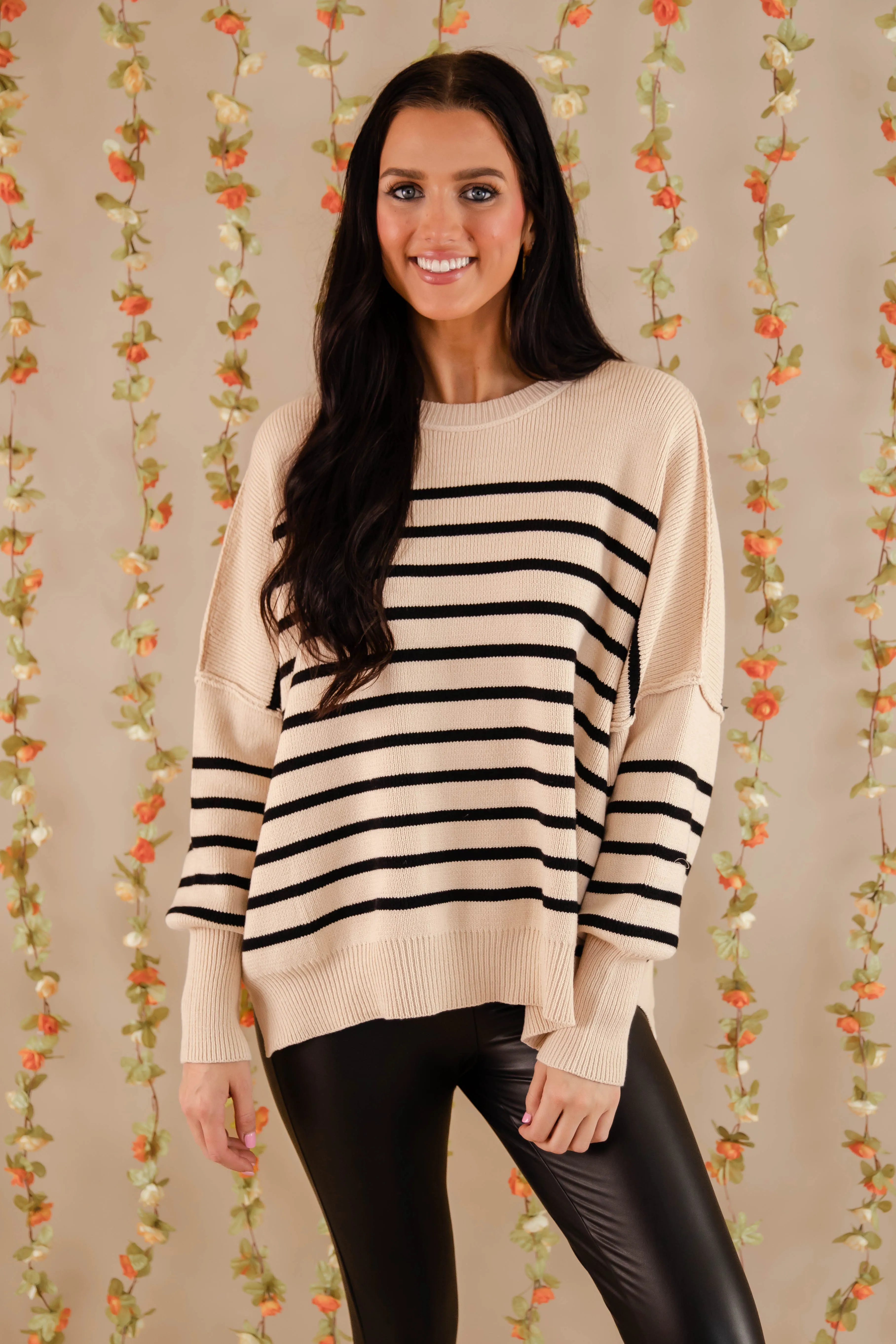 How The Story Goes Sweater-Beige Everyday Wear Soft Warmth