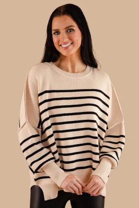 How The Story Goes Sweater-Beige Sport Flex Wear Recycled Yarn