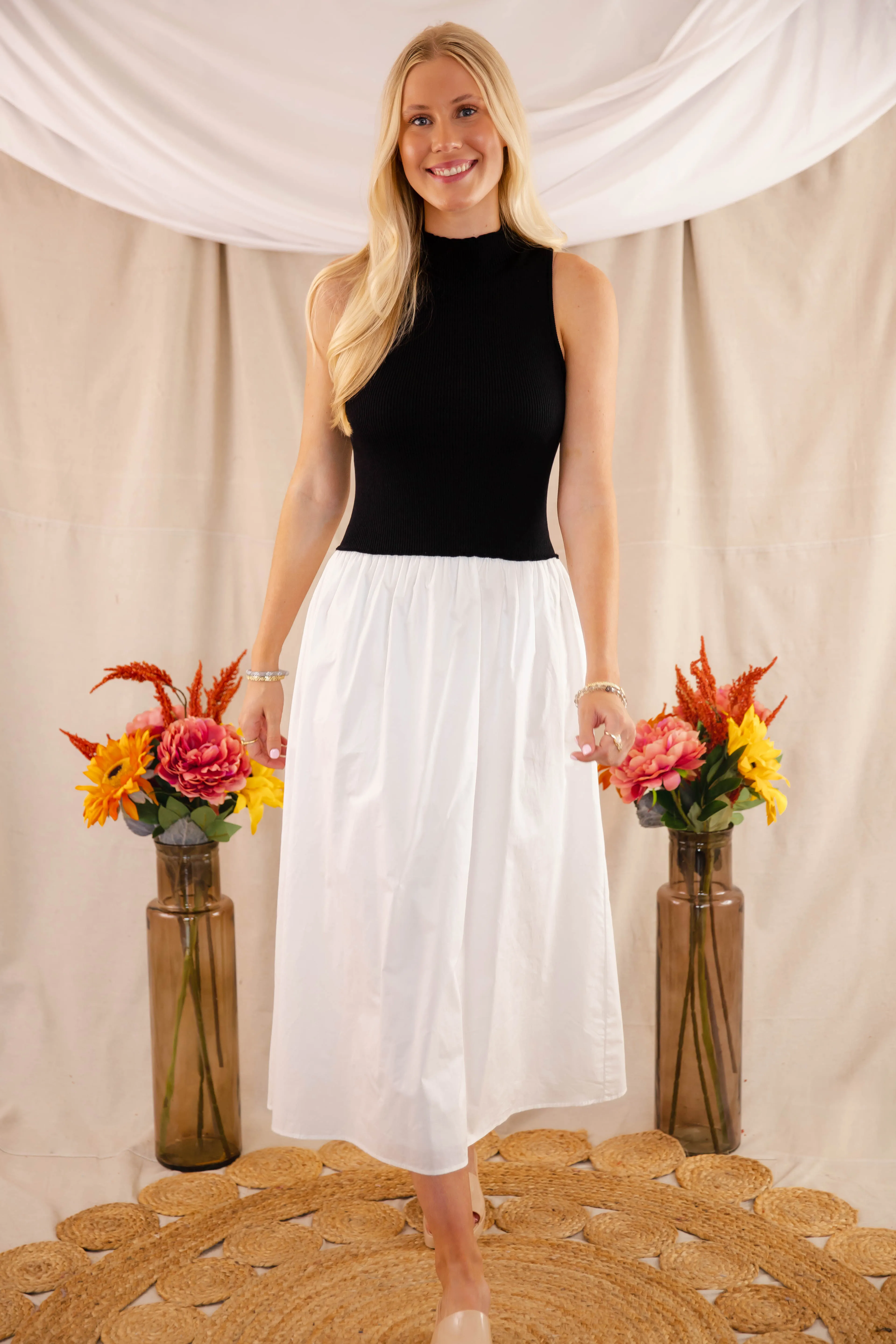 In Perfect Harmony Midi Dress-Black Subtle tone Light Wrap