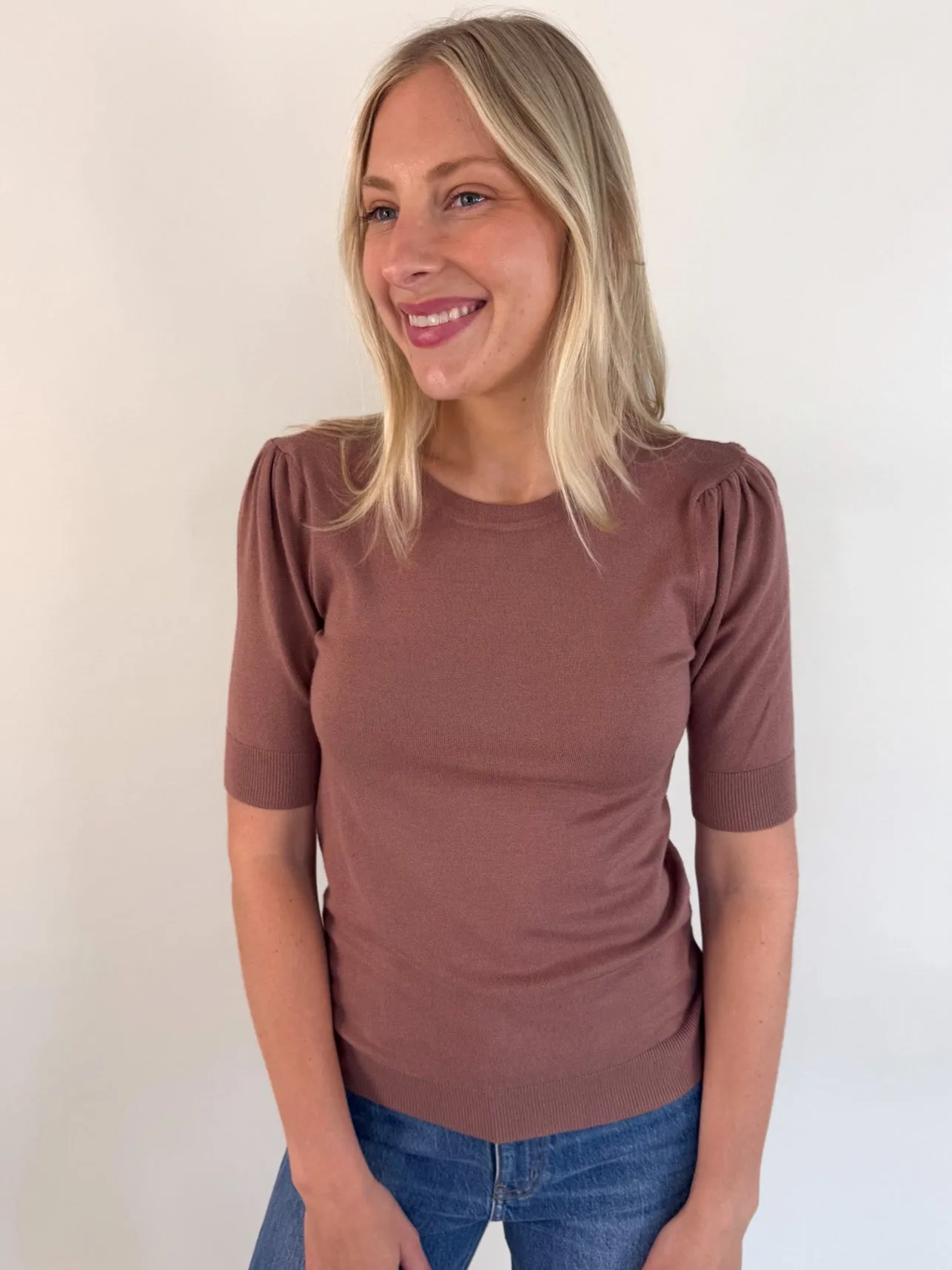 In The Details Short Sleeve Sweater Lightweight Fit Winter Comfort Layer