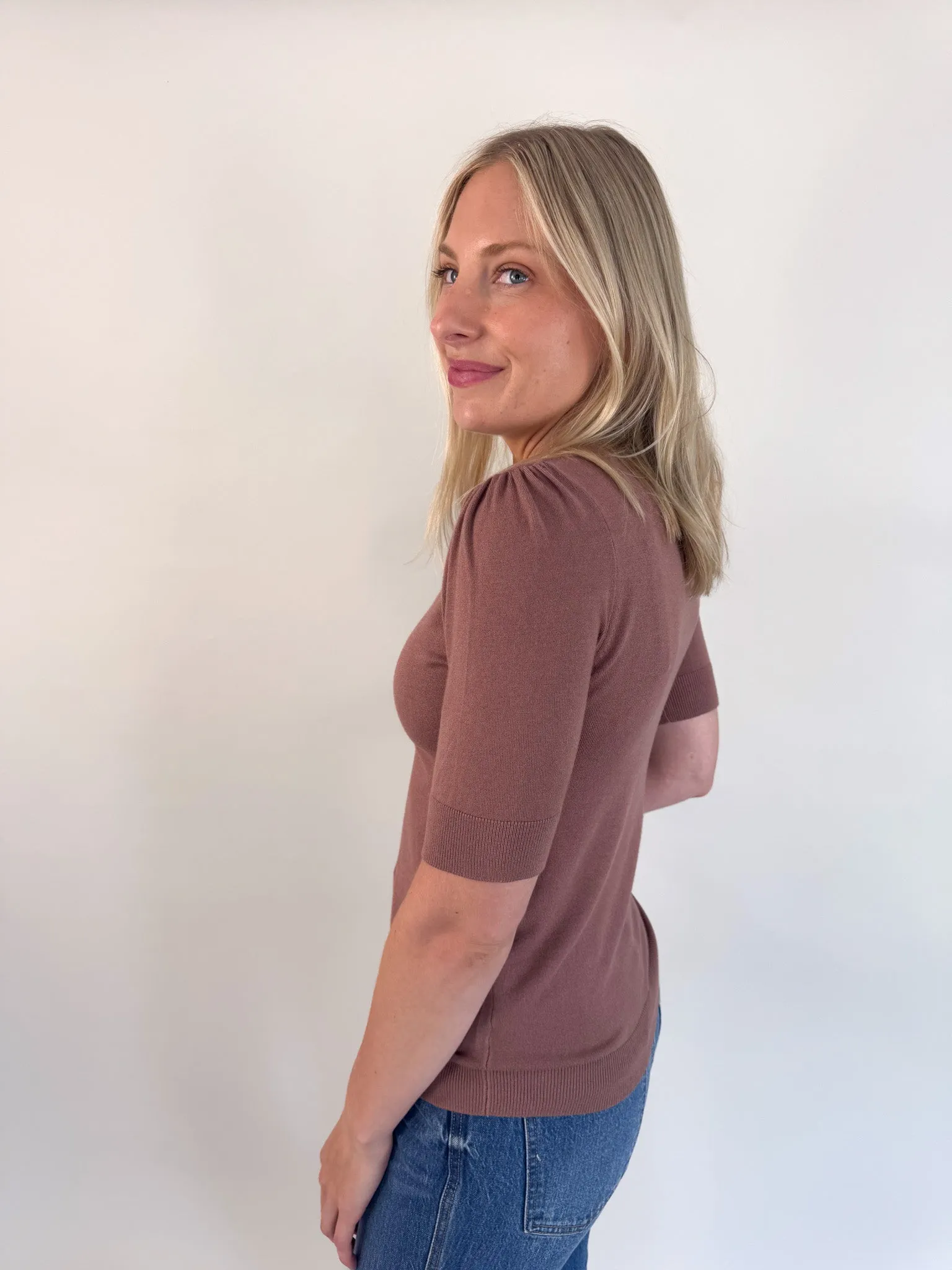 Layered Look In The Details Short Sleeve Sweater