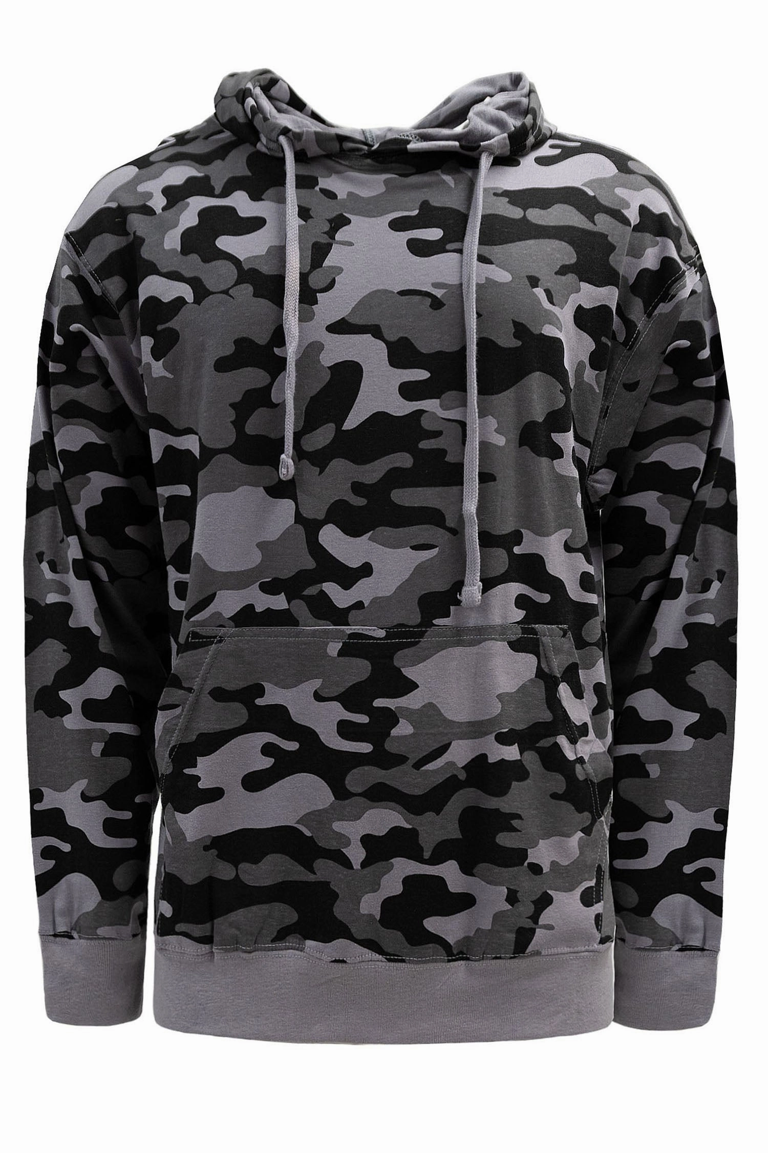 Men's Essential Cross-Dyed Heather Jersey Pullover Hoodie (New Camo) High Collar Style