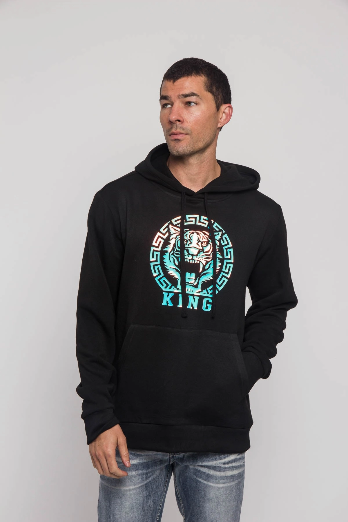 Iridescent Tiger Hoodie Headphone Hole