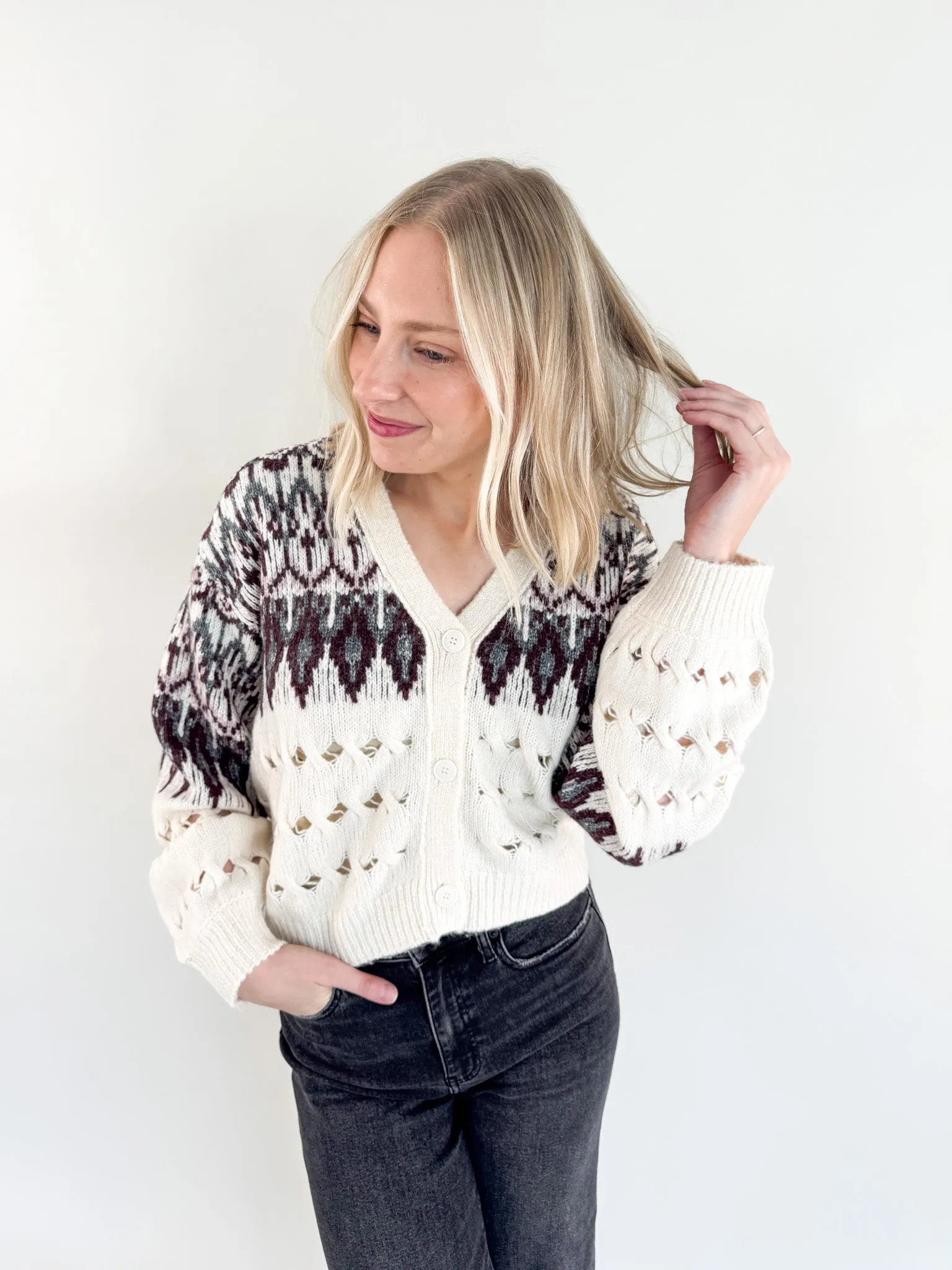 Cold-weather knit Irisa Cream Cardigan
