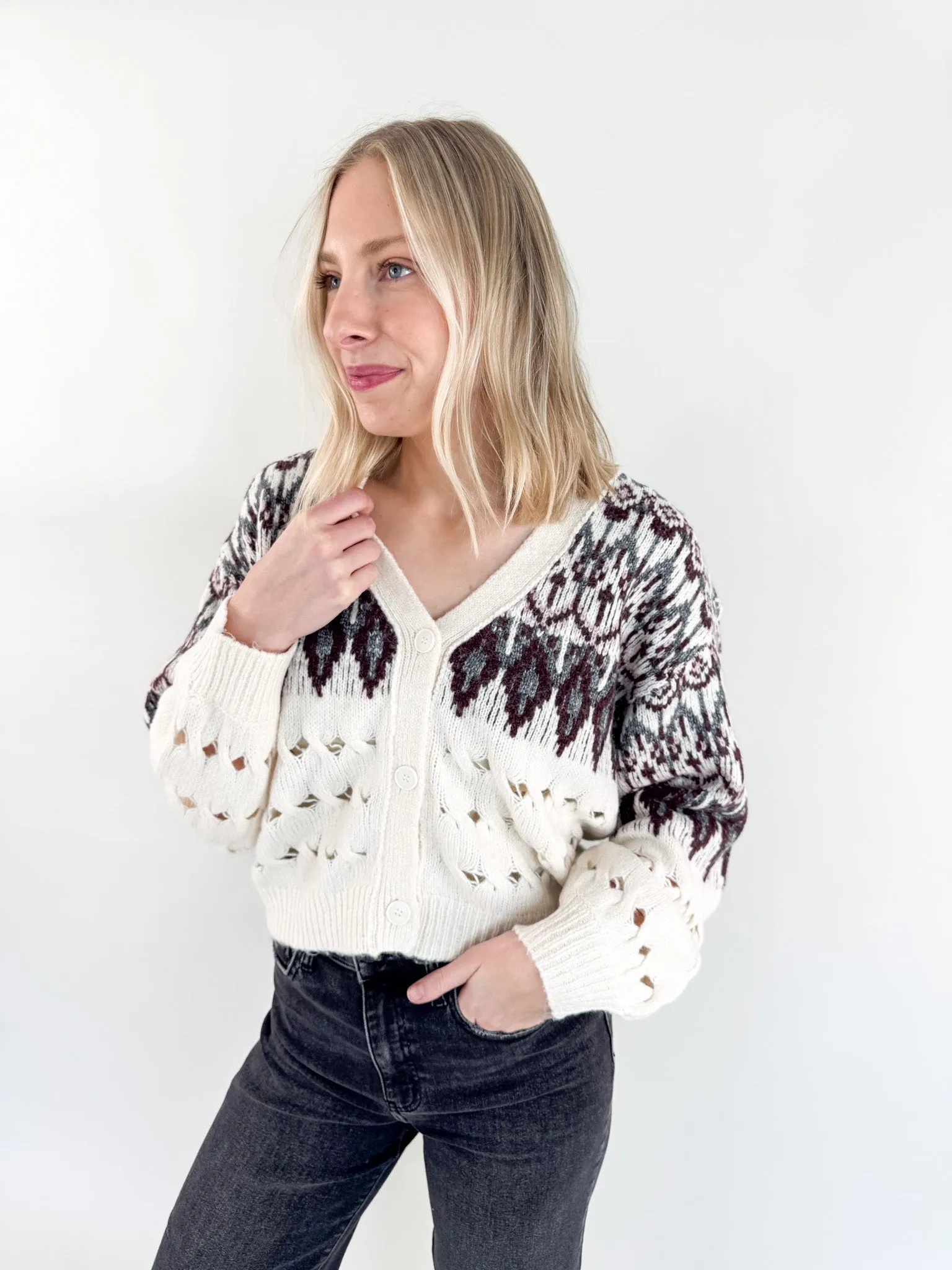 Irisa Cream Cardigan Light Flex Fit Cozy And Stylish