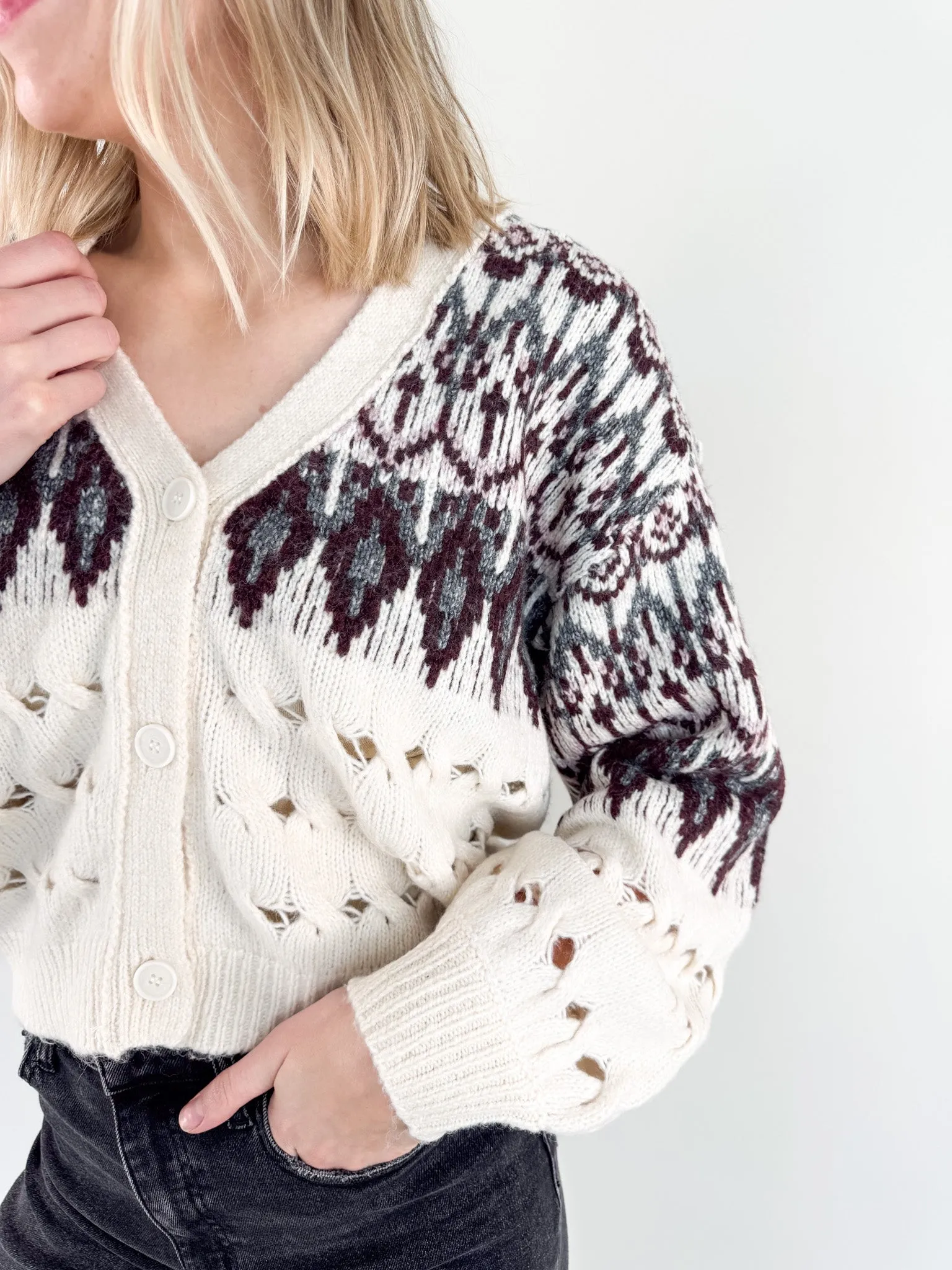 Turtleneck Soft Knit Style Irisa Cream Cardigan