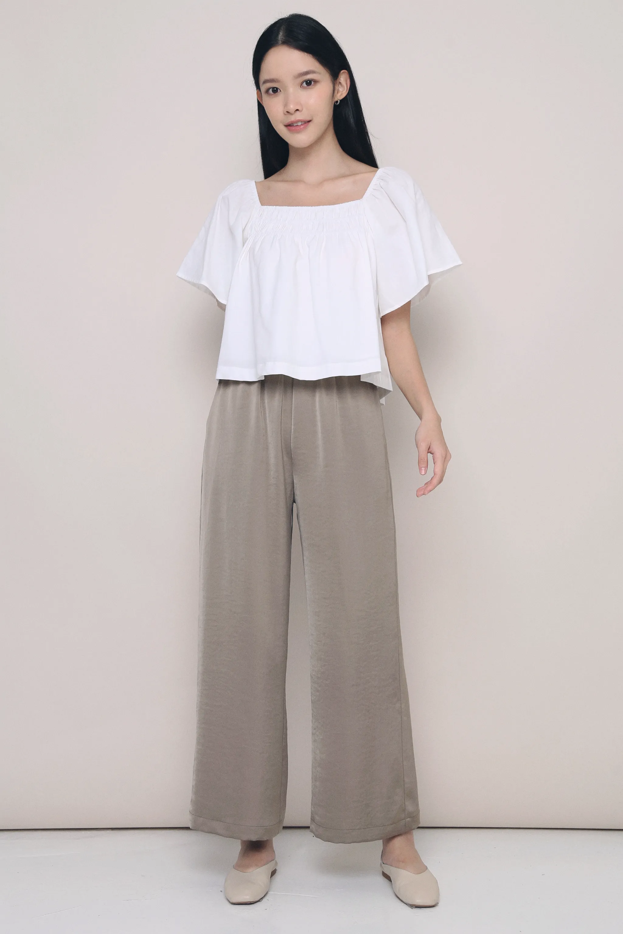 Jael Flutter Sleeves Top White UVProtection Coating