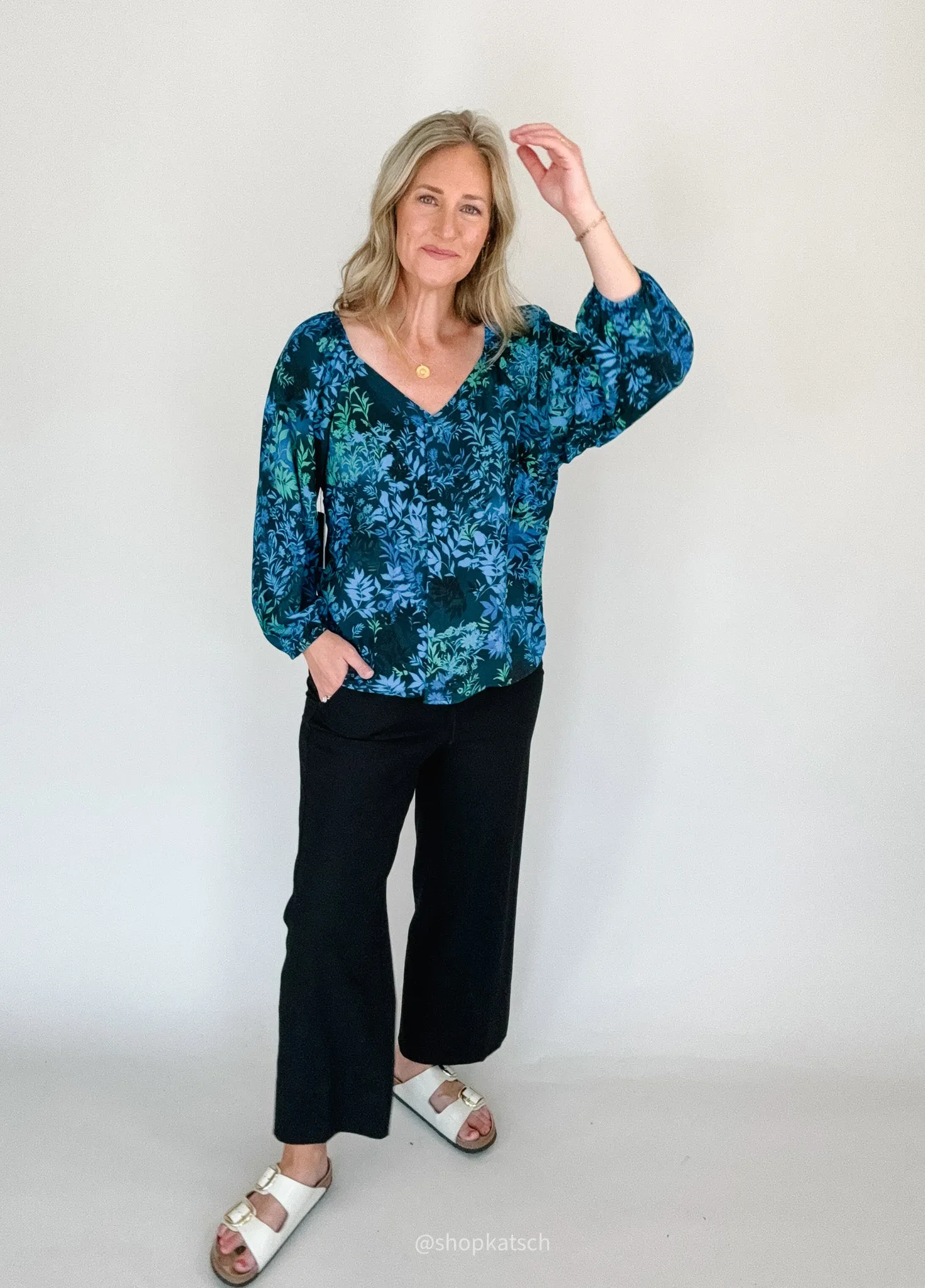 Plus Size Fit Jayla 3/4 Sleeve Sweetheart Neck Blouse