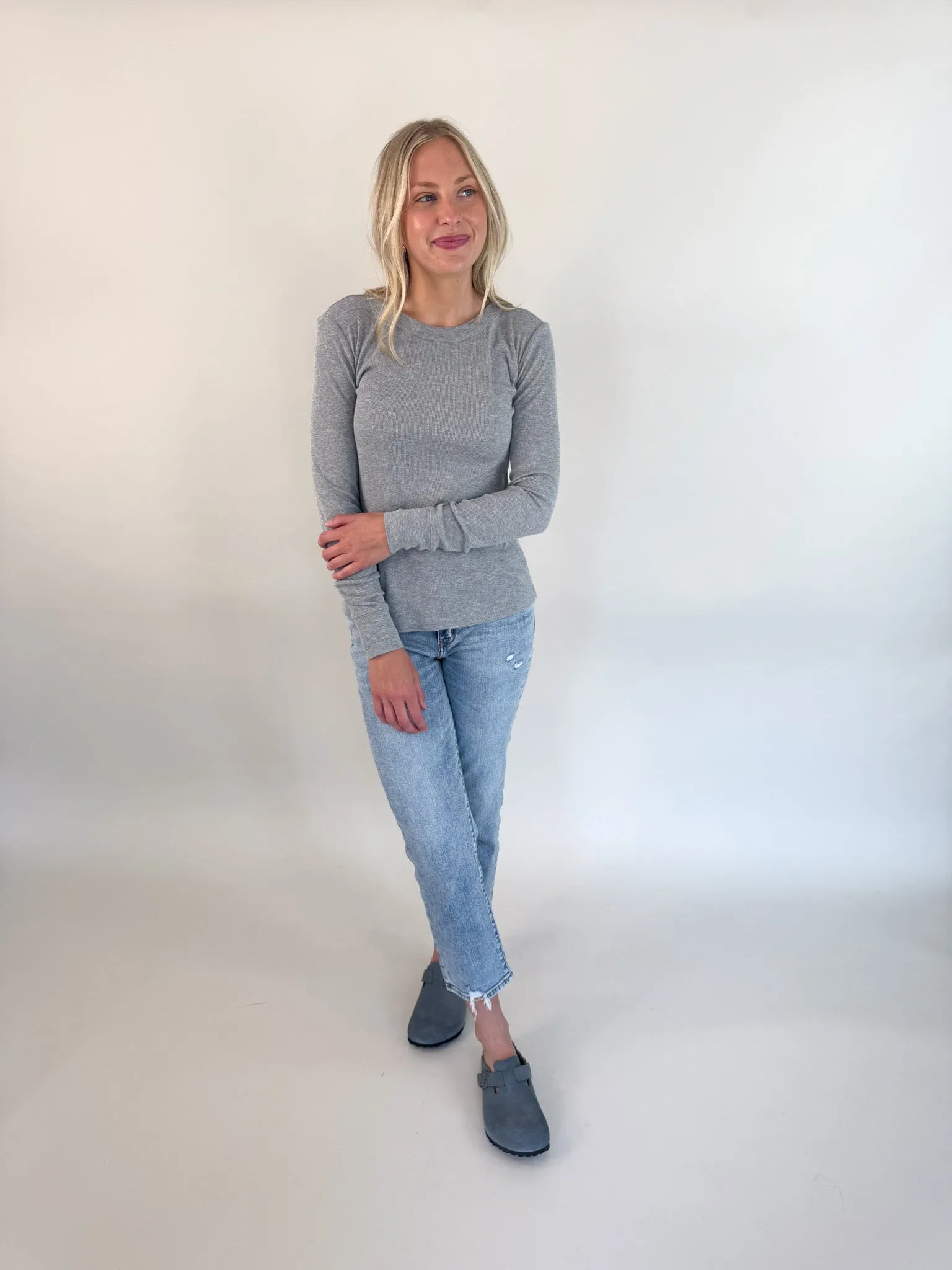 Jensen Round Neck Top- Grey school wear Rug