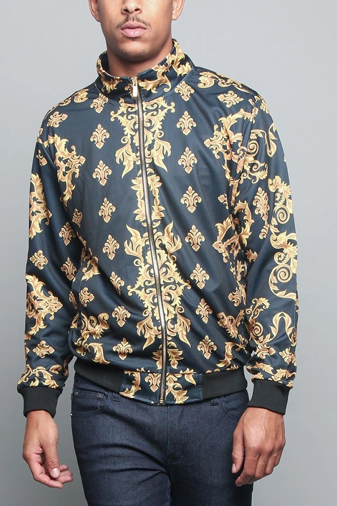 Jeweled Lion King Zip Up Track Jacket Smart Casual
