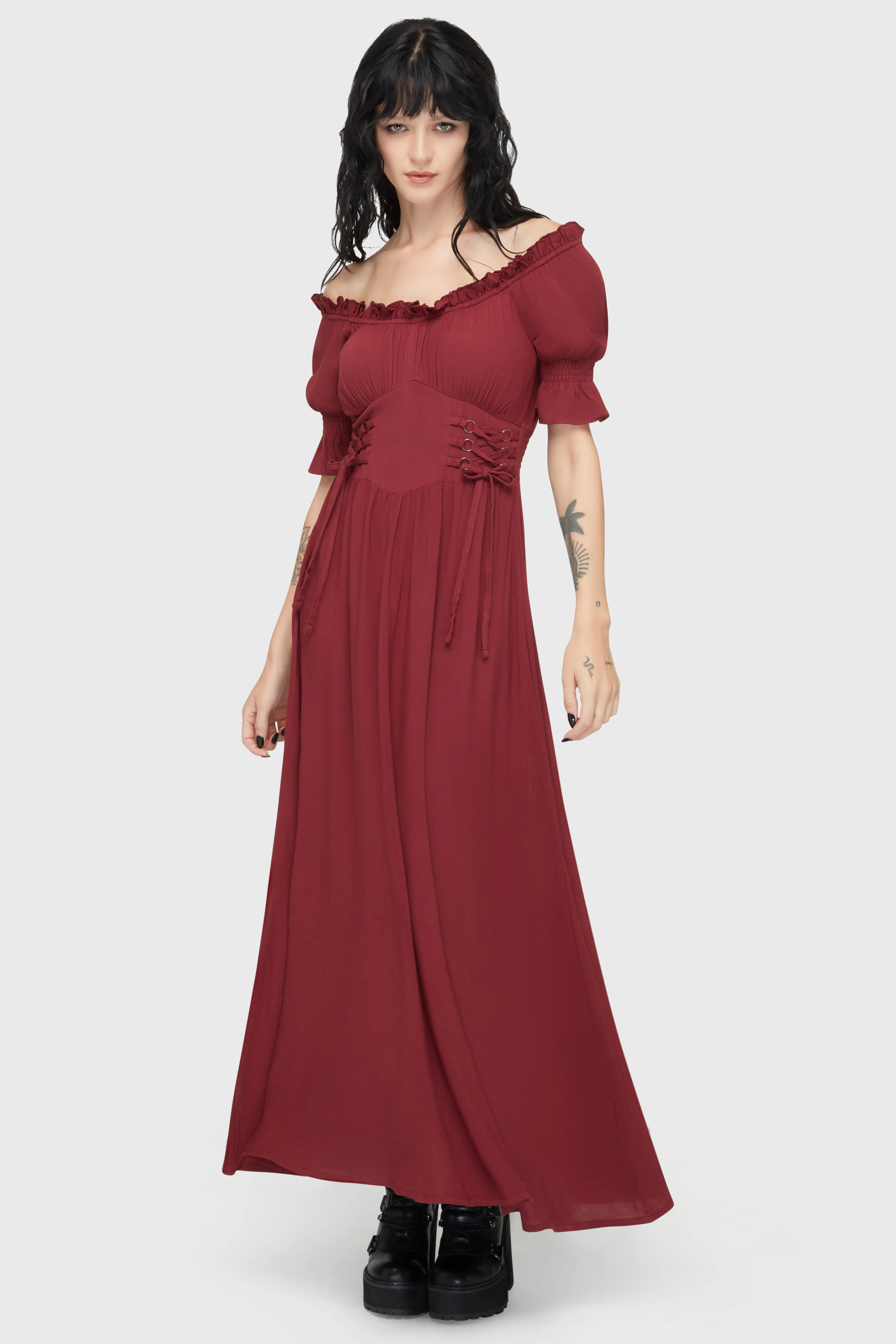 Elegant Look Workwear Jocasta Maxi Dress Short Sleeve [RED]