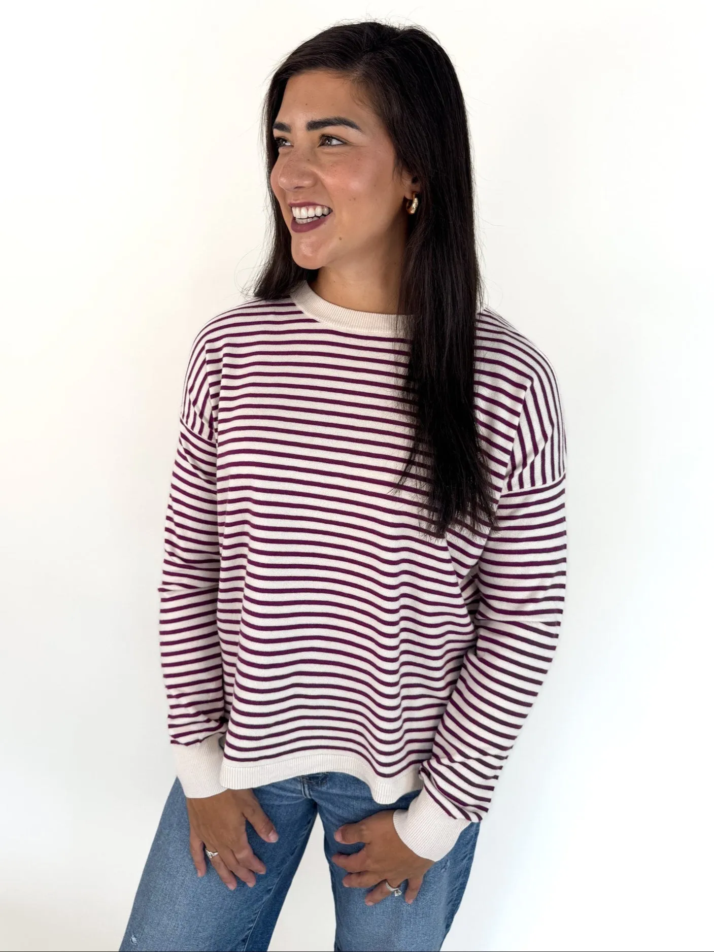 Layered Knit Style Justyn Striped Everyday Sweater