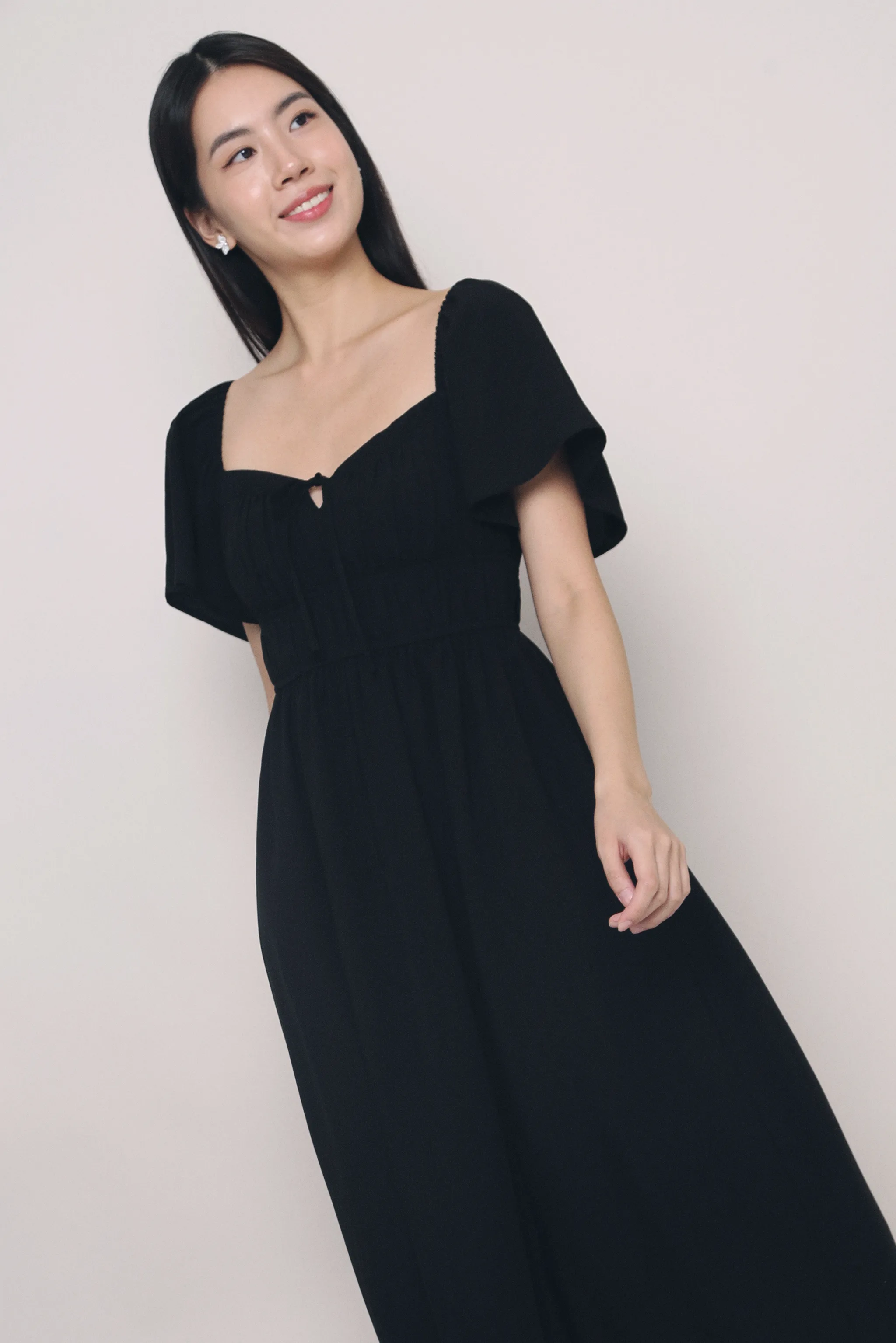Balanced Tones Kate Pleated Midaxi Dress Black