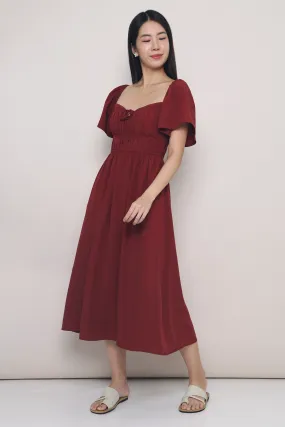 Kate Pleated Midaxi Dress Burgundy Soft Layers