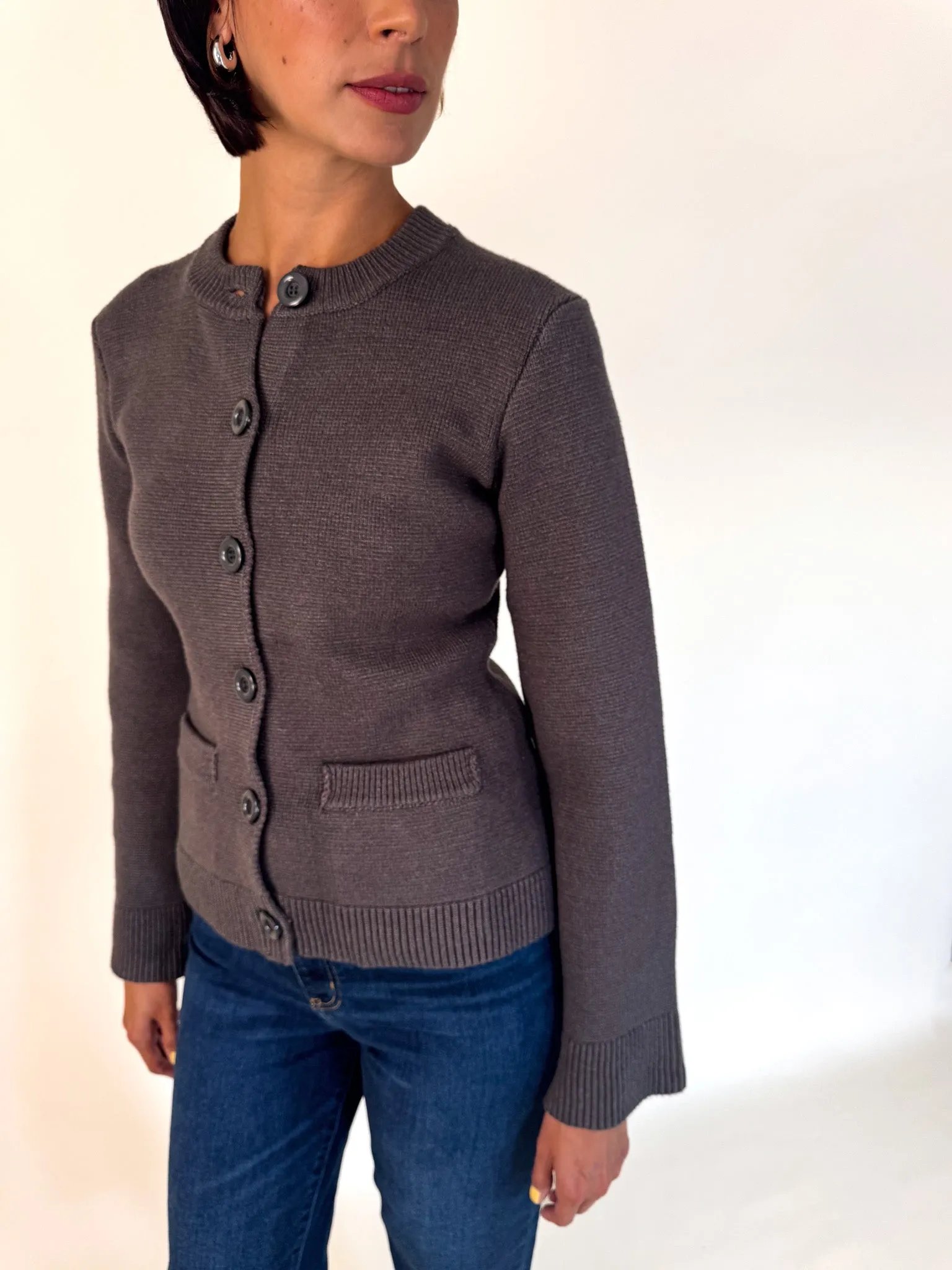 Keep It Classy Button Up Grey Cardigan Stylish Knit Look Winter Fashion