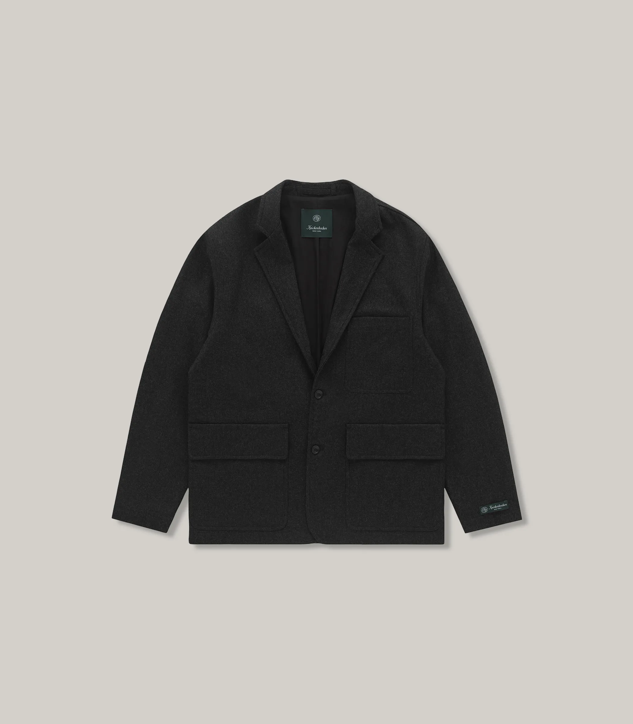 Elastic Cuff Adjustment KNICKERBOCKER LANE VIRGIN WOOL SUIT JACKET - CHARCOAL