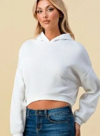Exposure Crop Fleece Hoodie Relaxed Comfort Wear Anti Snag Fabric