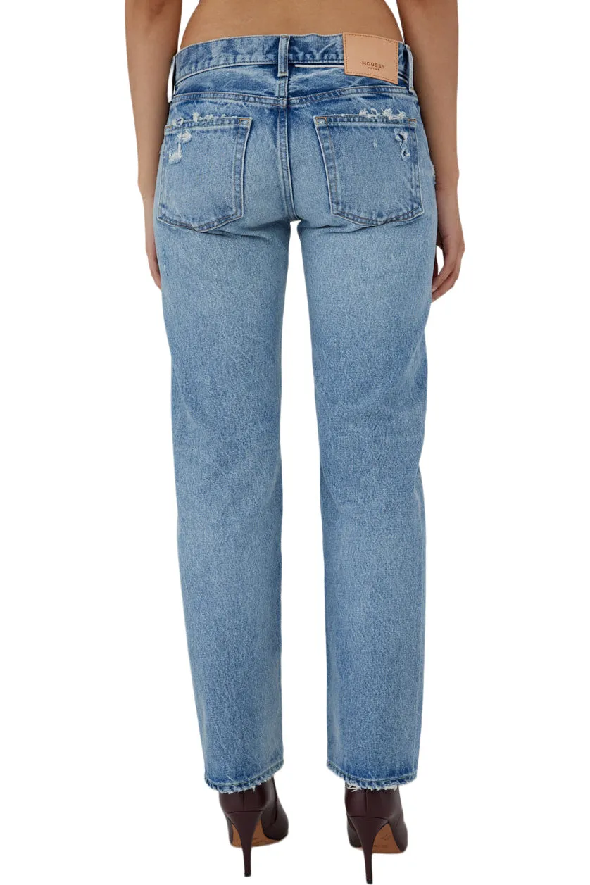 Utility Fit Moussy Denim Bostonia Straight Leg in Light Blue
