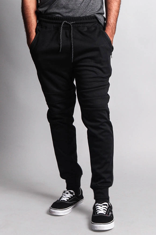 Basic Tech Sweat Pants with Contrasting Zippers Durable Construction