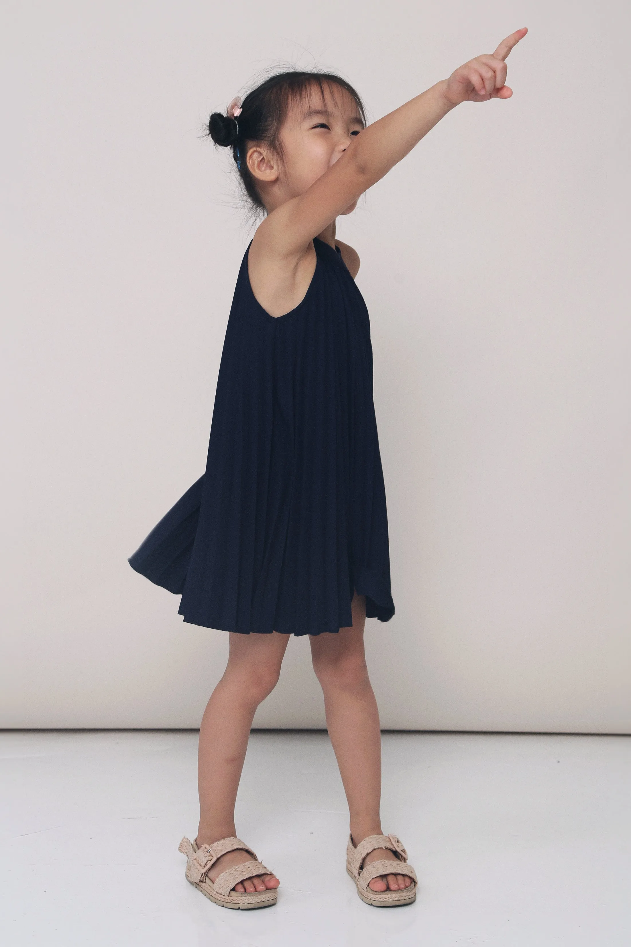 Fall Layer CNY MINI Hope Pressed Pleat Dress Navy
