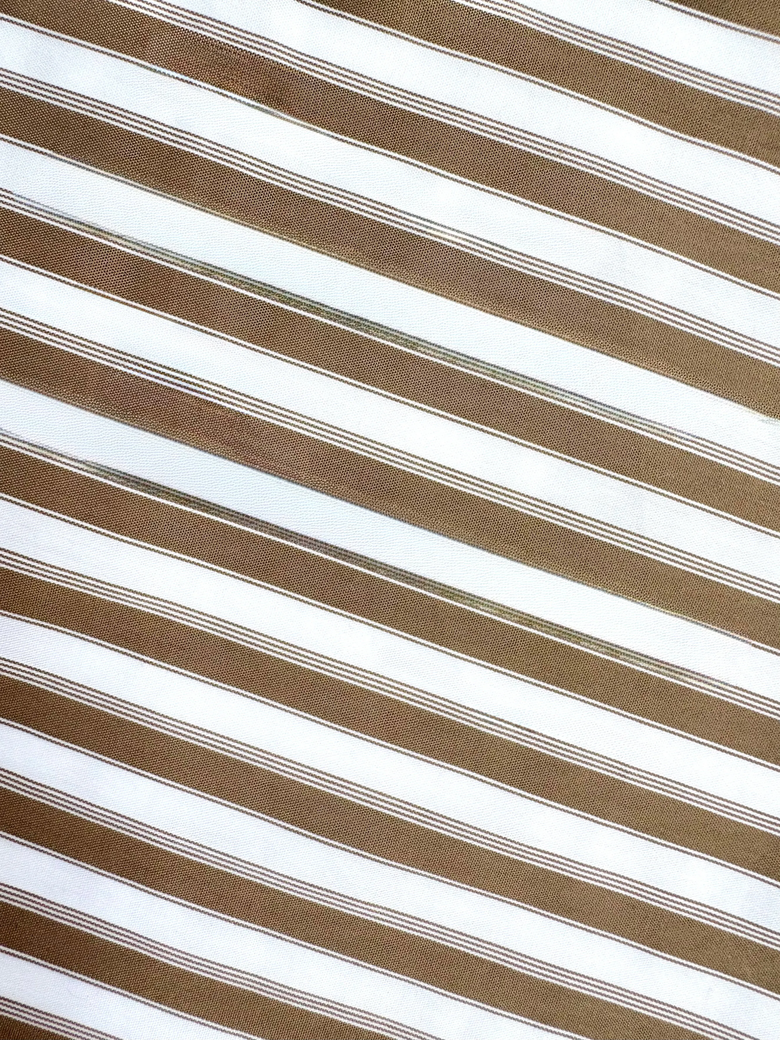 HiddenStoragePocket FlexibleCuff MASON'S DAUGHTER the French Cuff Boyfriend Shirt, Camel and White Striped Poplin