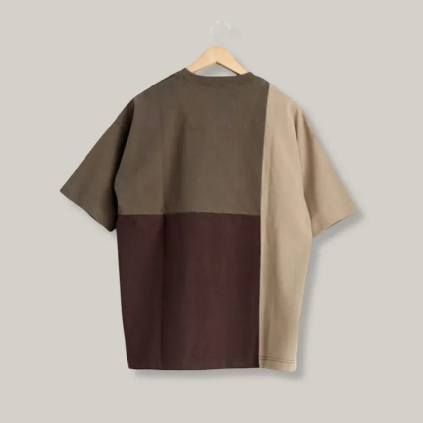 TS(S) COLOUR THREE COLOUR BLOCK T-SHIRT - BEIGE Outdoor Leisure