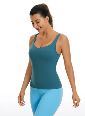 Butterluxe Waist-Length Built-in Bra Tank V Neck Heat Safe FadeResistant Color