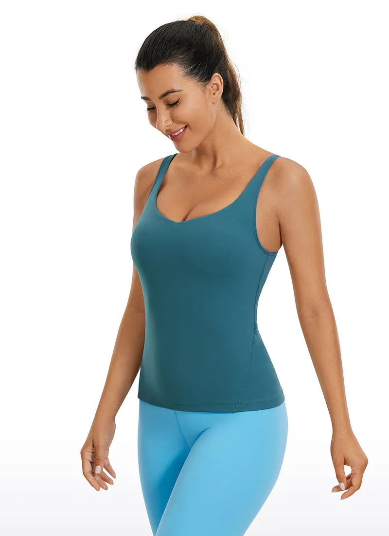 Butterluxe Waist-Length Built-in Bra Tank V Neck Finish - smooth