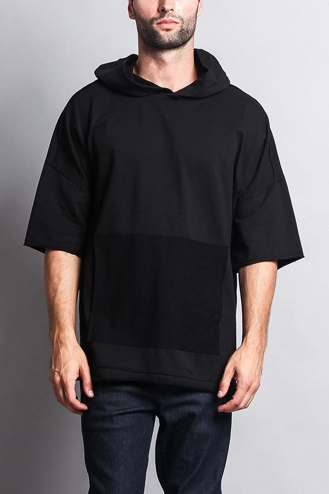Men's Over Sized Hooded T-Shirt With Extended Hem RawEdgedDesign Stylish Jacket