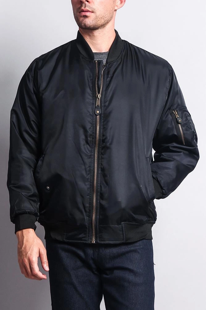 AntiStaticFinish All Day Comfort Design Men's Reversible Padded Bomber Flight Jacket