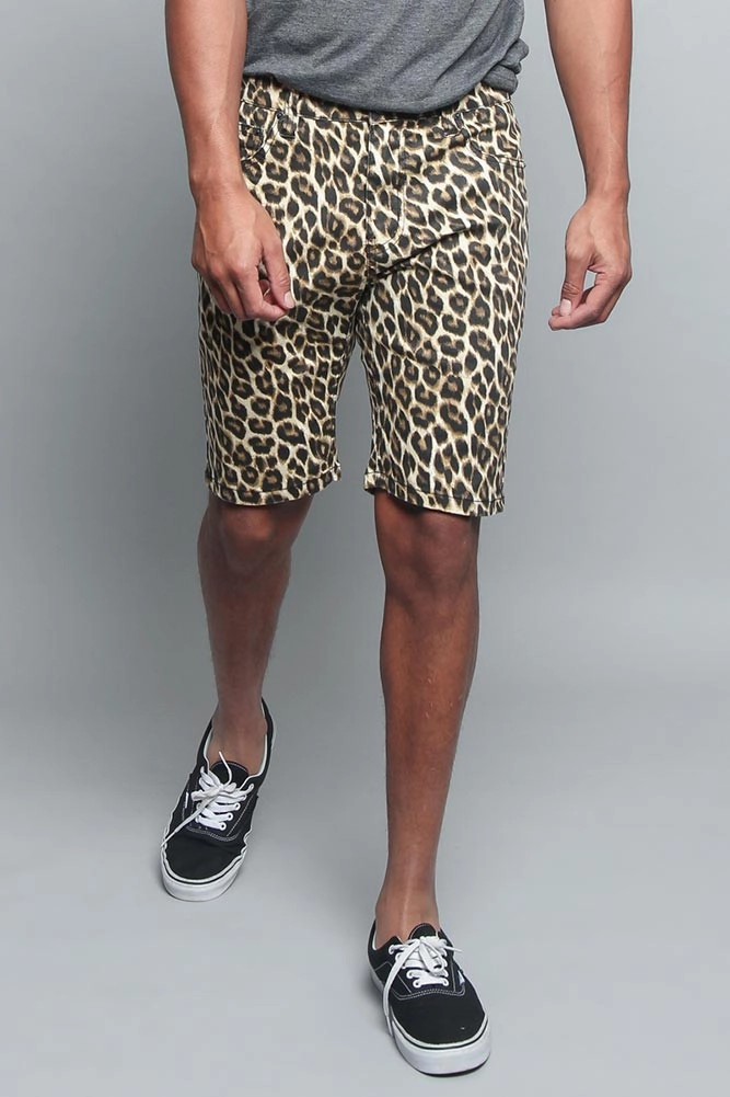 Leopard Print Shorts Adjustable Fit Casual Active