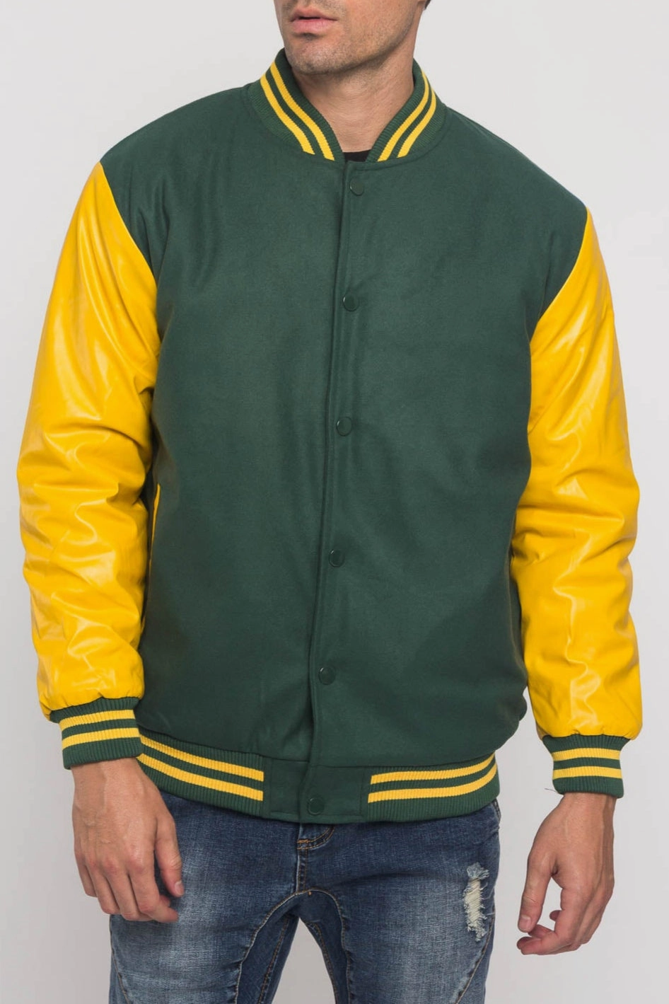 Letterman Varsity Jacket Simple Layers Reinforced Shoulder Panels