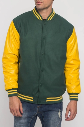 Letterman Varsity Jacket Simple Layers Reinforced Shoulder Panels
