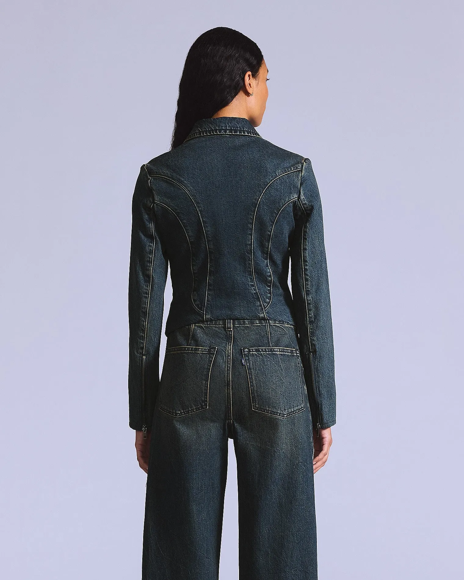 wrinkle free finish LEVIS' BLUE TAB MOTO JACKET - BLACK PEARL