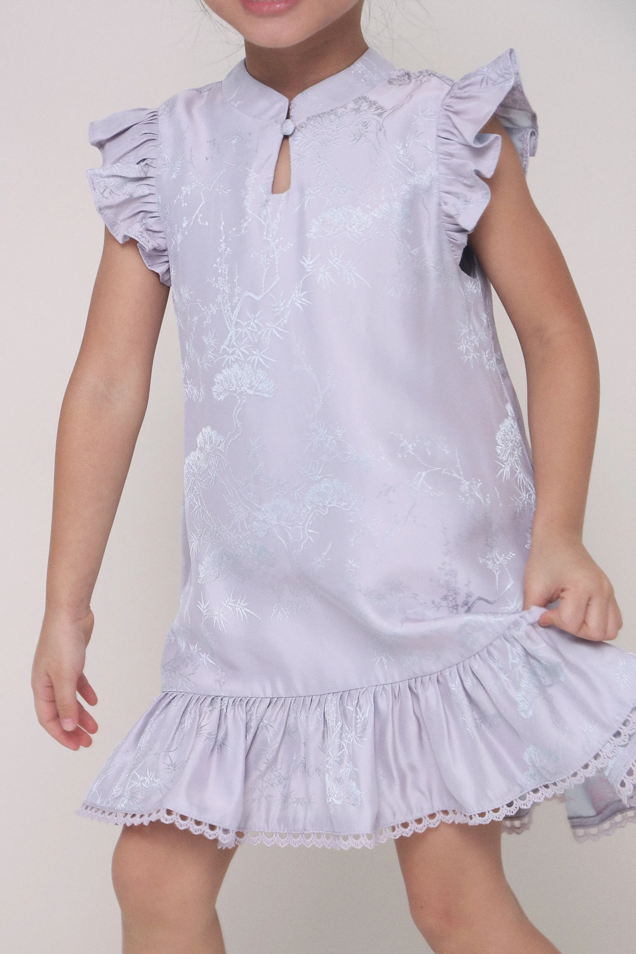 CNY MINI Evie Oriental Sleeveless Dress Amethyst Minimal Curve Waist Seam