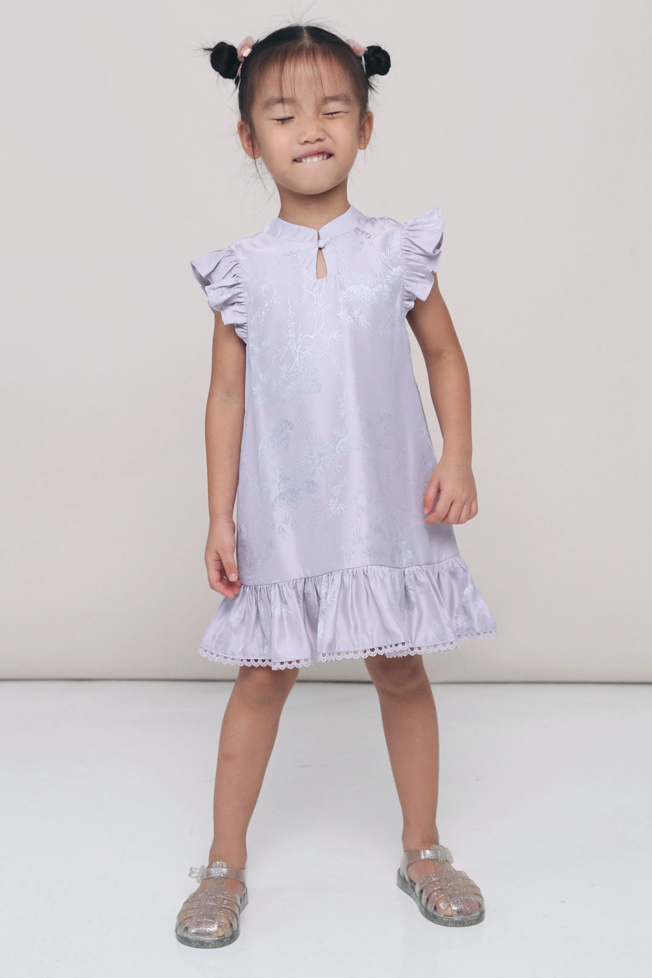 Season Ready CNY MINI Evie Oriental Sleeveless Dress Amethyst