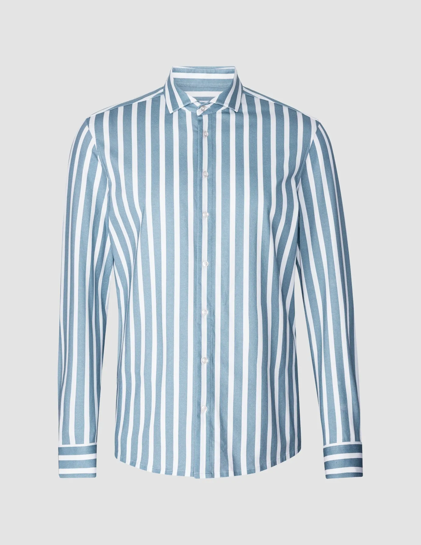 Lightweight Classic Shirt Bold Stripes Light Blue Slim Team Building