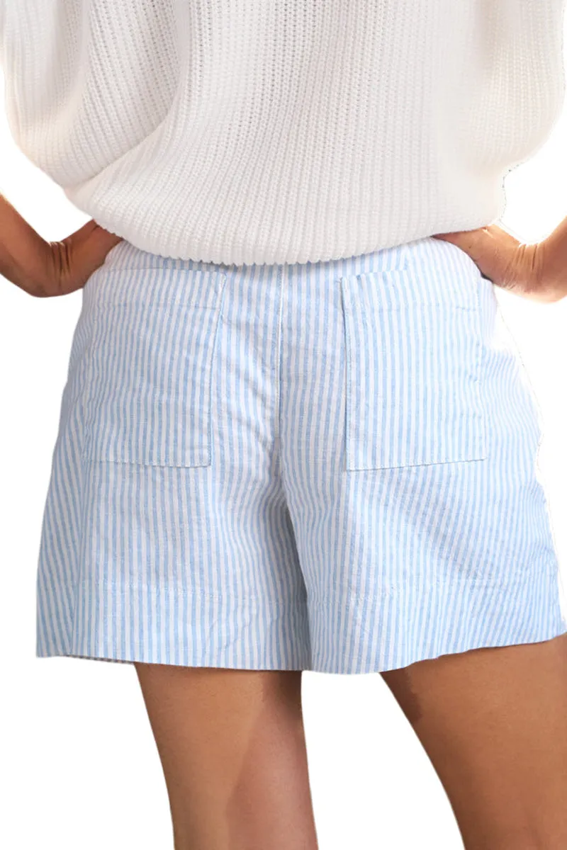 Frank & Eileen Waterford Walking Shorts in Blue and White Stripe Stylish Look