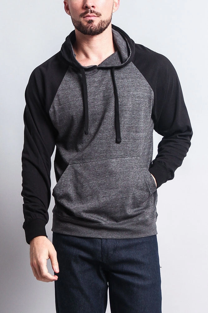 Lightweight Contrast Raglan Sleeve Pullover Hoodie EcoFriendlyInsulation