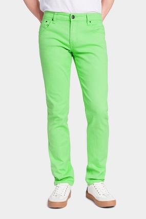 Mesh Comfort Anti Snag Threading Men's Essential Skinny Fit Colored Jeans (Neon Green)