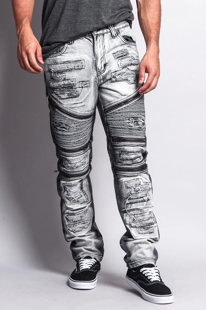 Biker Distressed Washed Slim Jeans Day Ready