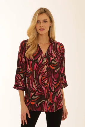 Minimalist Detailing Button Down Collar Style Pomodoro Clothing Mosaic Blouse 62550