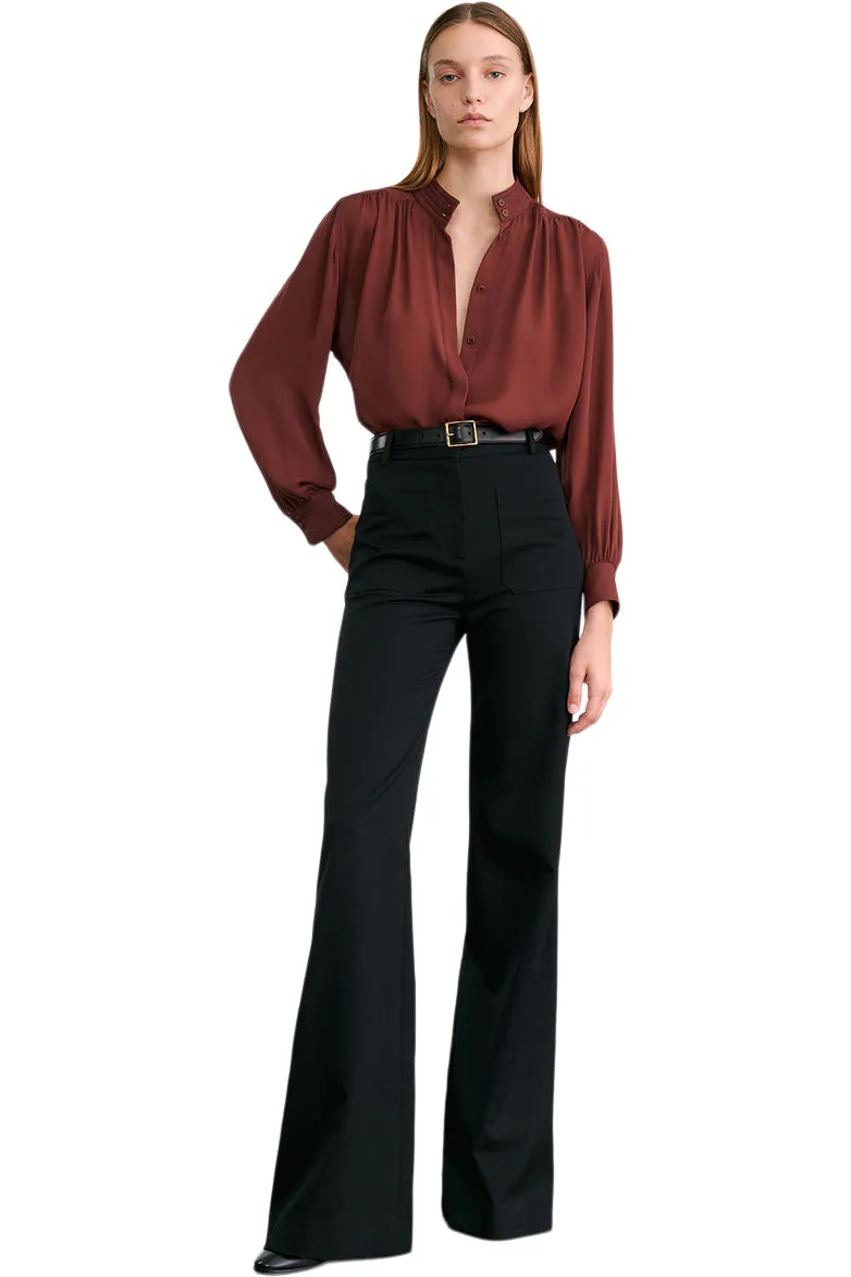 Nili Lotan Revi Silk Blouse in Burgundy Workwear Functional Comfort Wear